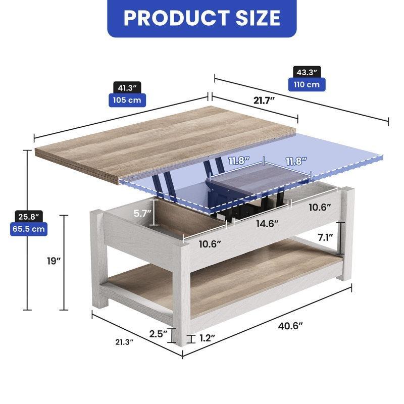 Anikka Açılır Akıllı Sehpa Endüstriyel Ahşap 105x110x65 cm - 101277