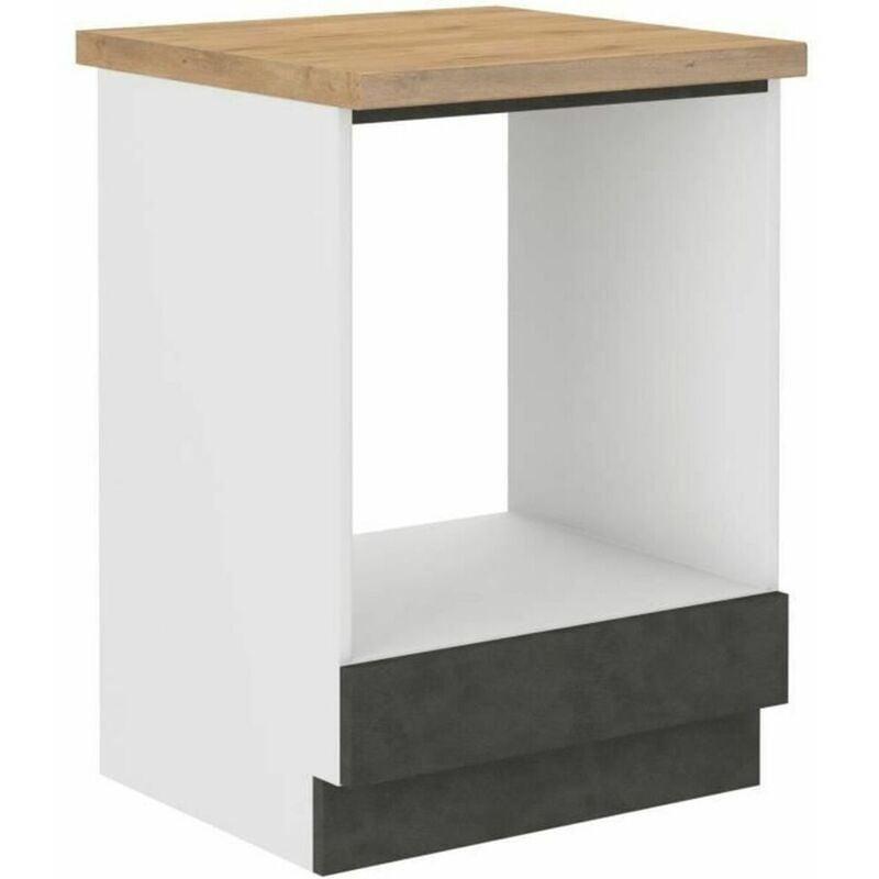 Ankastre Fırın Dolabı Endüstriyel Ahşap Üstlü Mat Gri 60x52x85 cm - 100824