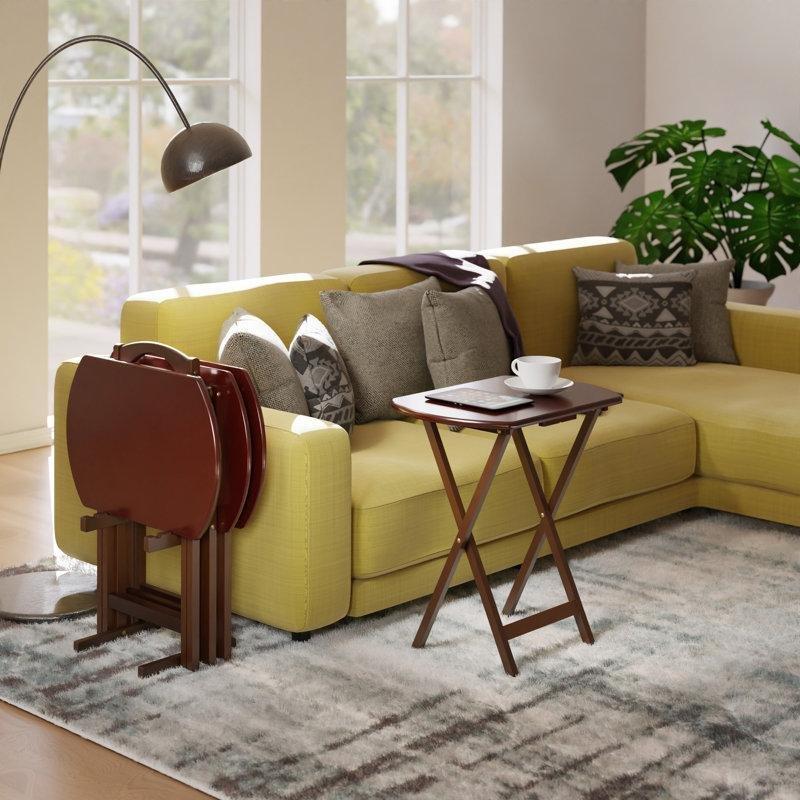 Antik Ceviz Katlanır Zigon Sehpa 4'lü Set Standlı 40x60 cm - 108253