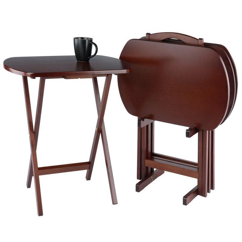 Antik Ceviz Katlanır Zigon Sehpa 4%27lü Set Standlı 40x60 cm - 108253