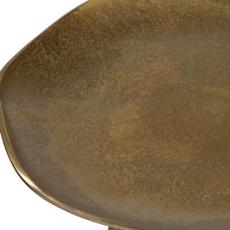 Antik Pirinç Alüminyum Oval Üç Ayaklı Pirinç Yan Sehpa-54x41x41 cm - 113142