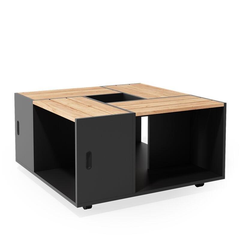 Anton Antrasit Orta Sehpa 80x80 cm Endüstriyel Ahşap - 102768