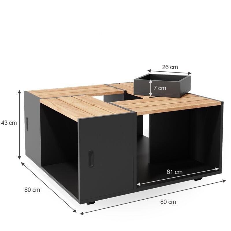 Anton Antrasit Orta Sehpa 80x80 cm Endüstriyel Ahşap - 102768