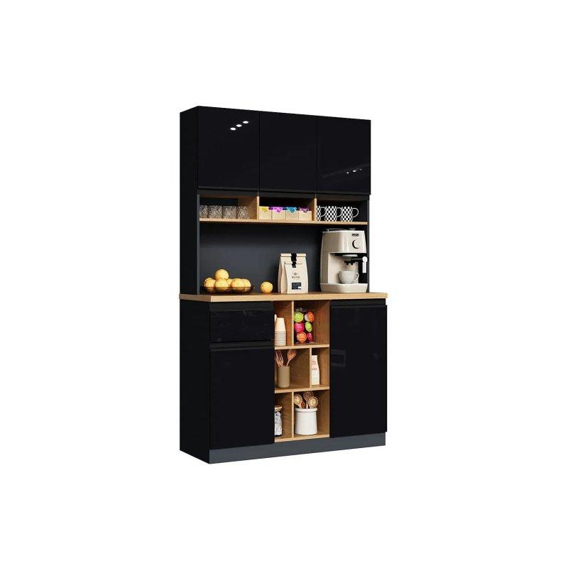 Antrasit Gri ve Parlak Siyah Çok Amaçlı Dolap 105x185x45 cm - 92554
