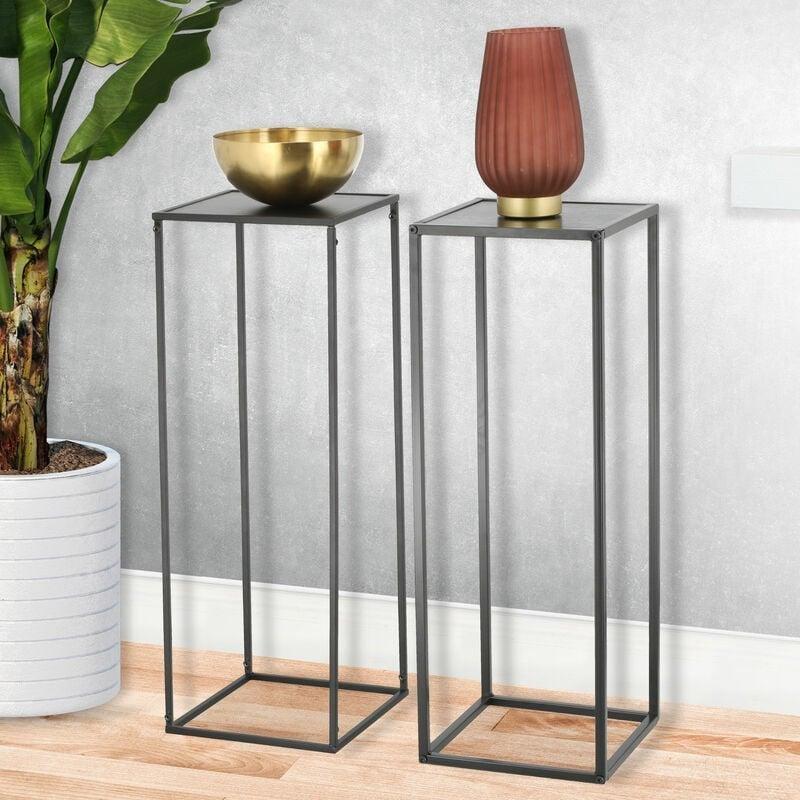 Antrasit Metal ve MDF Kolay Montajlı Metal Yan Sehpa-25x25x70 cm - 110809