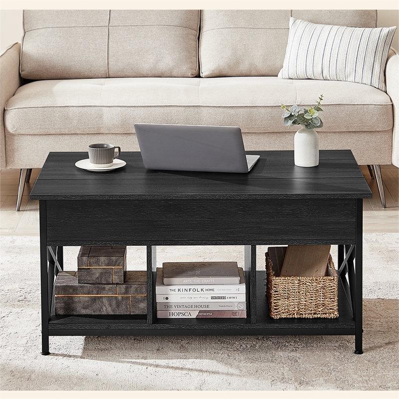 Antrasit Renkli Açılır Akıllı Sehpa Endüstriyel Ahşap Metal Ayaklı 100x60x48 cm - 101403