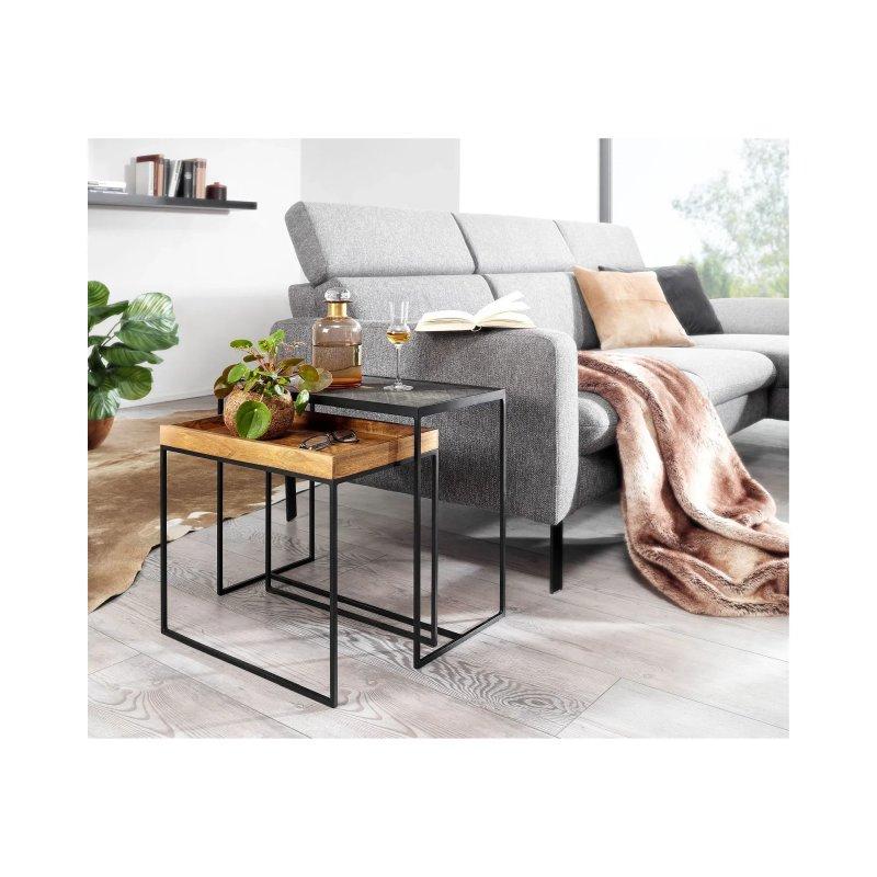 Antrasit ve Kahverengi 60x50x30 cm İkili Zigon Sehpa - 106492