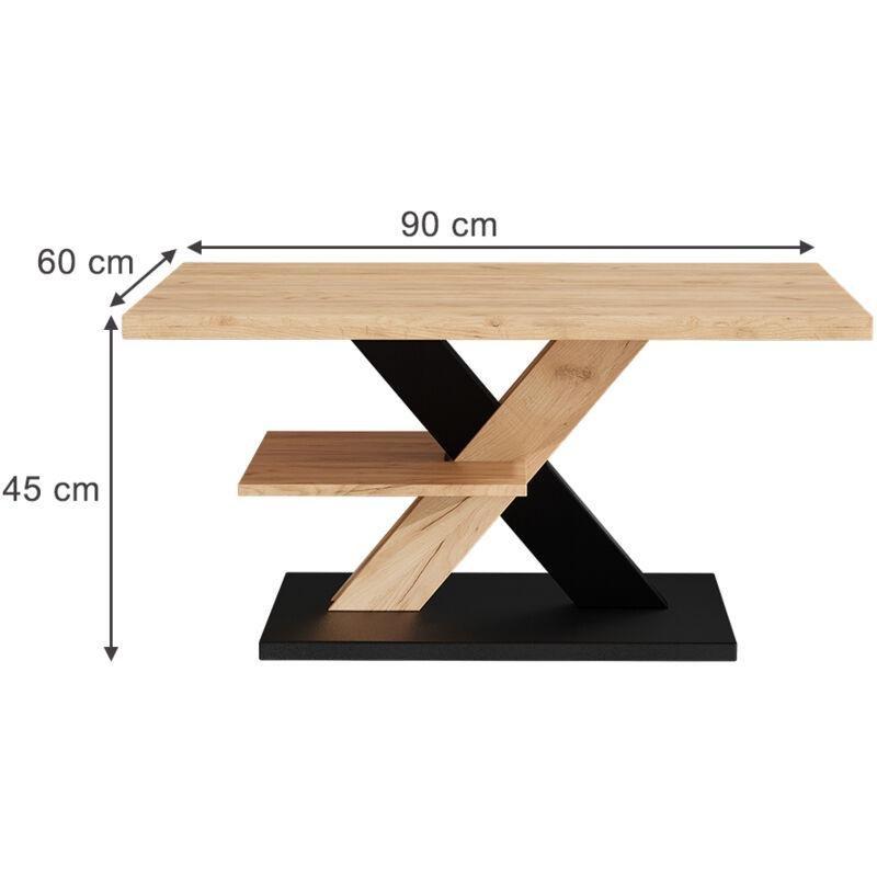 Arivo Endüstriyel Ahşap ve Siyah Orta Sehpa 90x60 cm Raflı - 102810