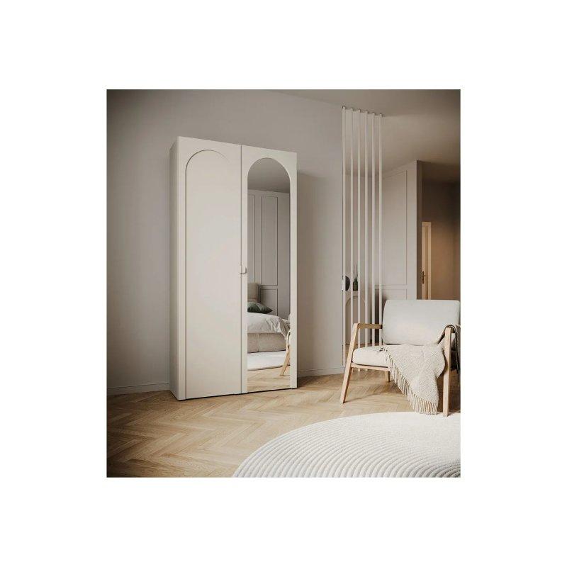 Arkadia Aynalı Gardrop MDF Malzeme 100x200 cm Gri Cachemire - 90364