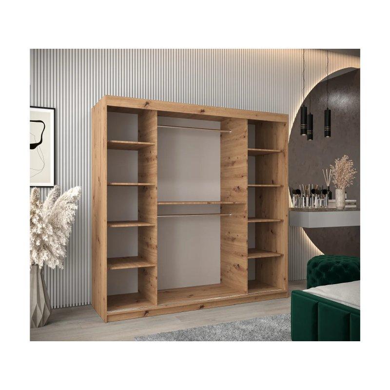 Artisan Ceviz ve Siyah Sürgülü Gardrop 200x200 cm Aynalı - 90139