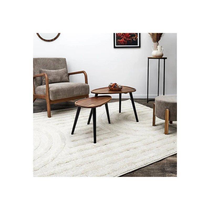Astrid Masif Akasya Ceviz Renkli 2'li Yuvarlak Orta Sehpa Seti 60 cm - 102567