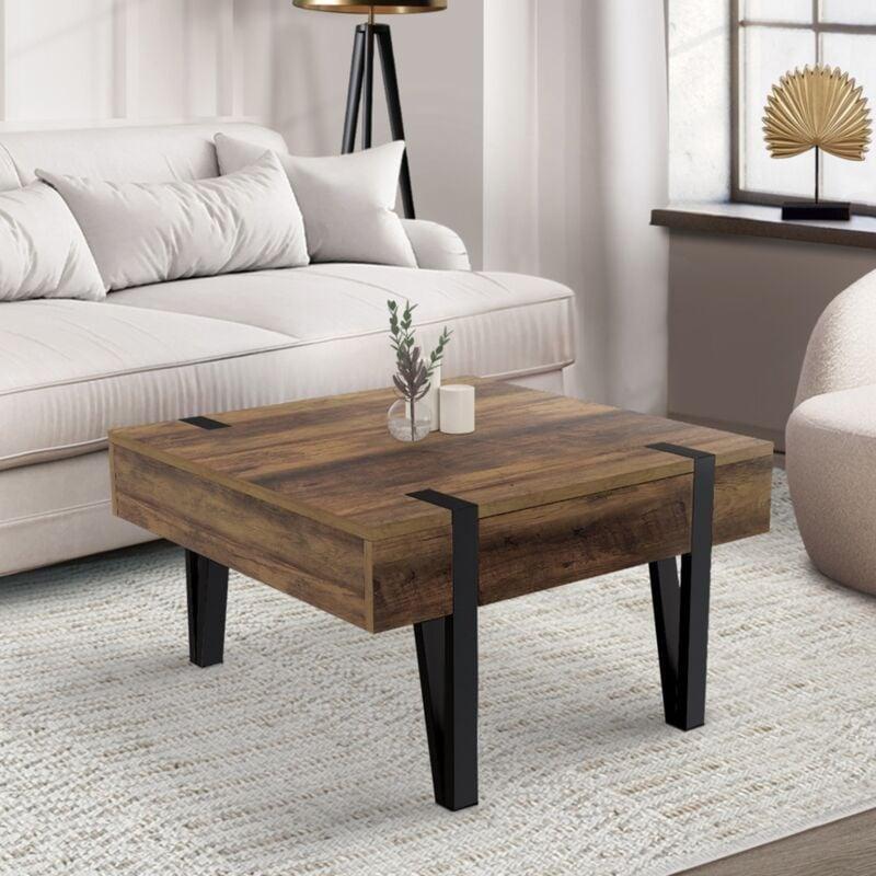 Austria Kahverengi Ahşap Orta Sehpa Çekmeceli 70x70 cm - 102905