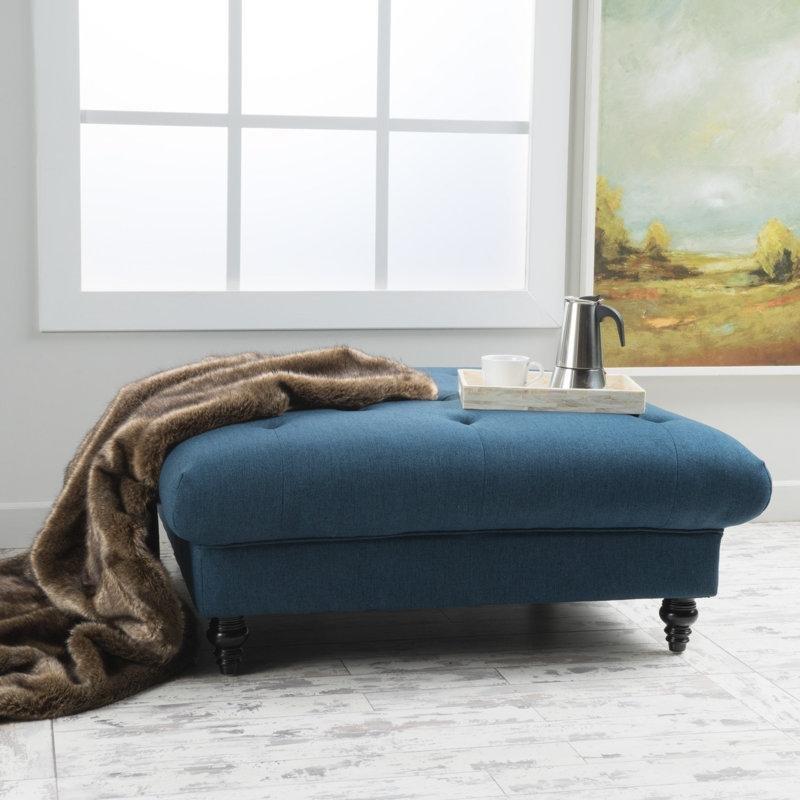 Avoca Lacivert Orta Sehpa 103x103x43 cm Düğmeli Tasarım - 104392