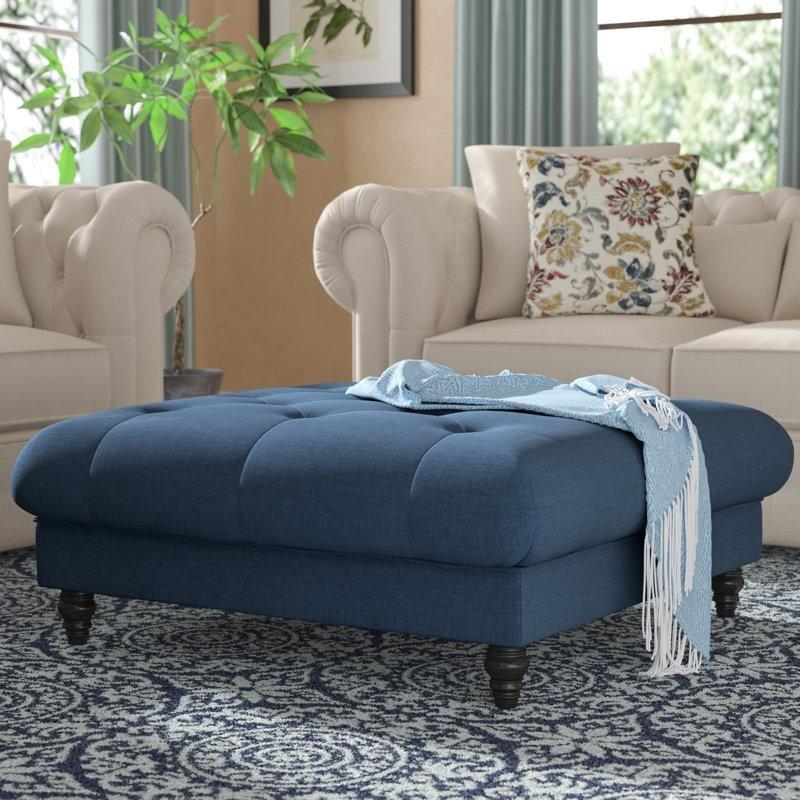 Avoca Lacivert Orta Sehpa 103x103x43 cm Düğmeli Tasarım - 104392