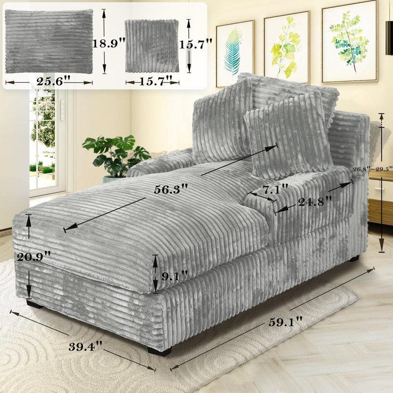 Ayarlanabilir Sırtlı Fitilli Kadife Puf Dinlenme Koltuğu-75 x 100 x 150 cm - 109457
