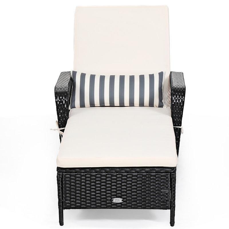Ayarlanabilir Sırtlı Rattan Dinlenme Koltuğu, Minderli-102 x 74 x 201 cm - 109466