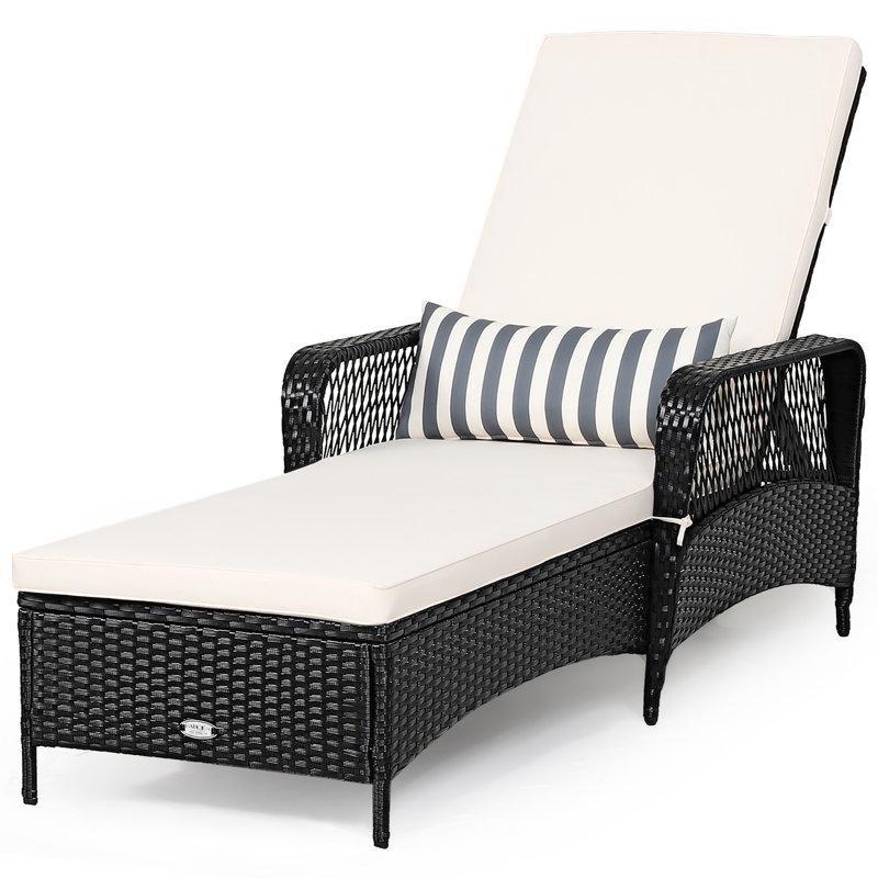 Ayarlanabilir Sırtlı Rattan Dinlenme Koltuğu, Minderli-102 x 74 x 201 cm - 109466