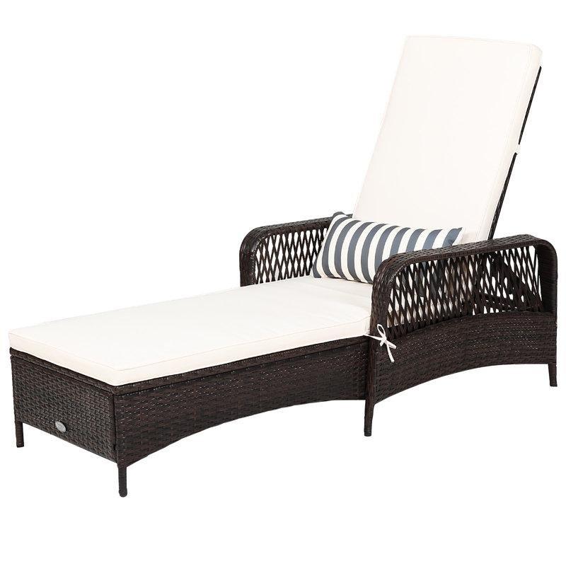 Ayarlanabilir Sırtlıklı Minderli Rattan Dinlenme Koltuğu-102 x 58 x 201 cm - 109490