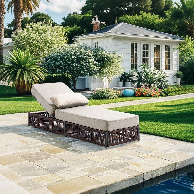 Ayarlanabilir Sırtlıklı Rattan Dinlenme Koltuğu-40 x 196 x 62 cm - 109523