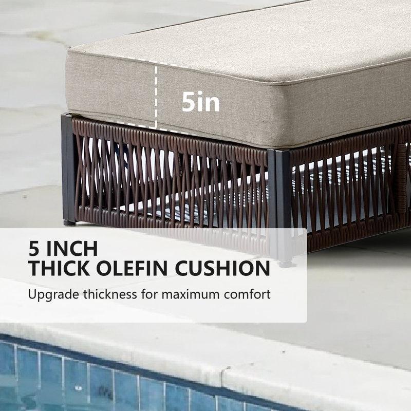 Ayarlanabilir Sırtlıklı Rattan Dinlenme Koltuğu-40 x 196 x 62 cm - 109523