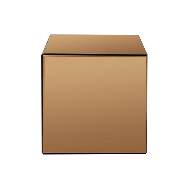 Aynalı Cam MDF Küp Tasarım Yan Sehpa-35x35x35 cm - 110147