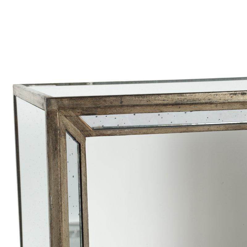 Aynalı Cam Zigon Sehpa İkili Set 69x41x61 cm Gümüş Gri - 108121