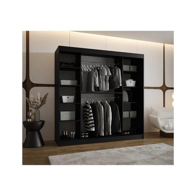 Bahrain Siyah Mat Sürgülü Gardrop 200x200x62 cm - 90124