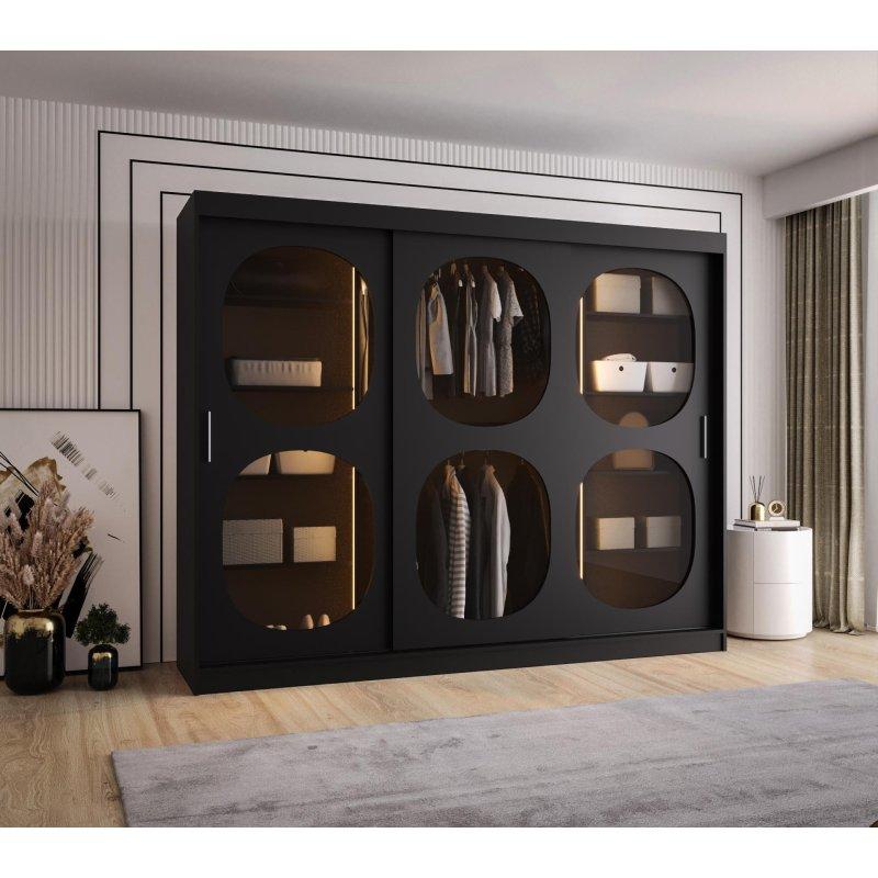 Bahrajn Siyah Mat Sürgülü Gardrop 250x200 cm - 90724