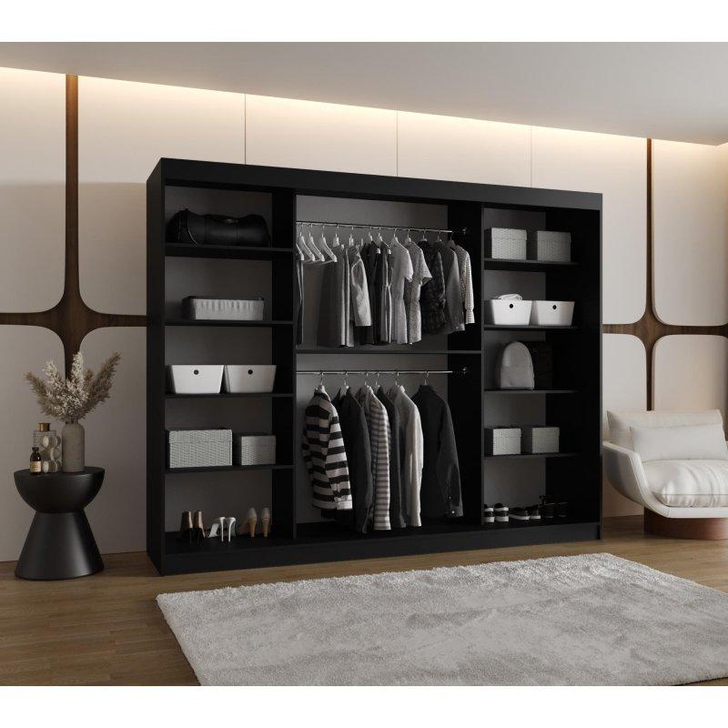 Bahrajn Siyah Mat Sürgülü Gardrop 250x200 cm - 90724