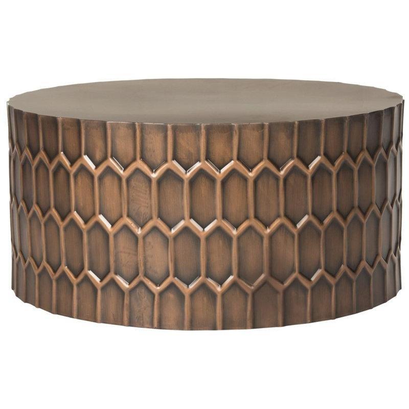 Bakır Renk Metal Bohem Orta Sehpa 74x74 cm - 105217