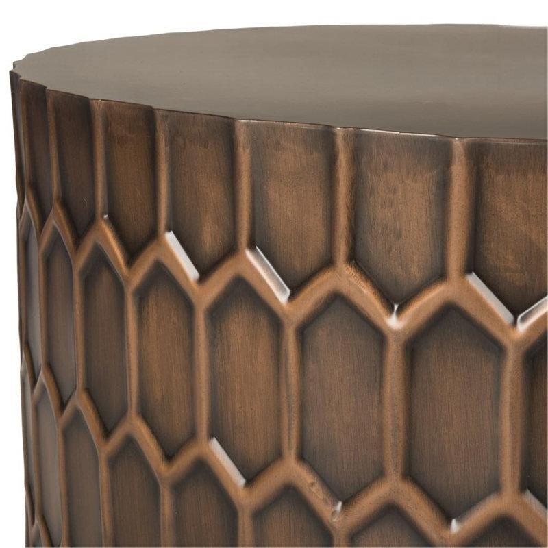 Bakır Renk Metal Bohem Orta Sehpa 74x74 cm - 105217