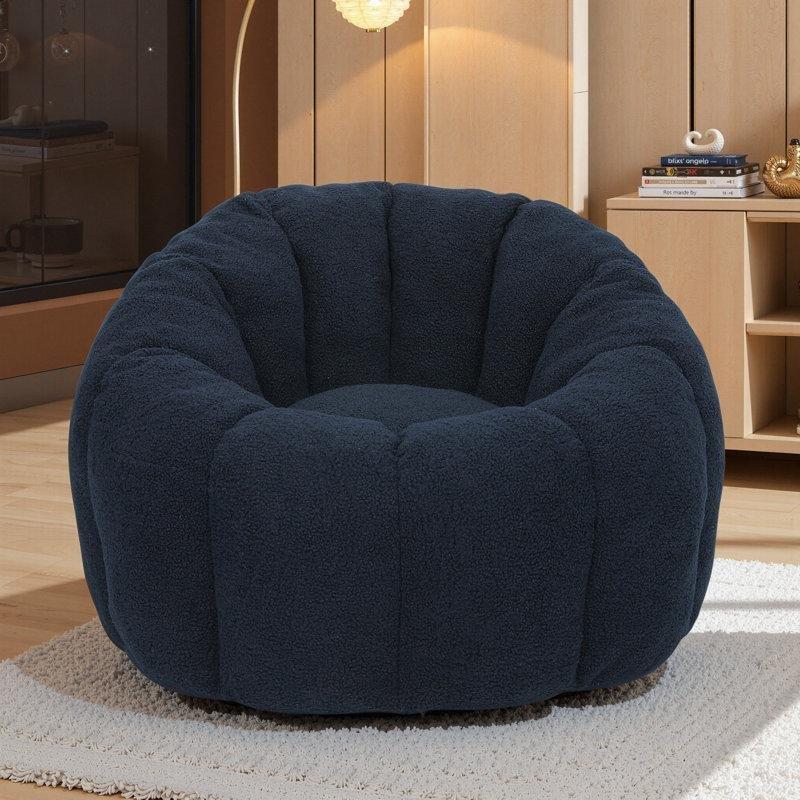 Balkabağı Formlu Teddy Kumaşlı Çocuk Puf Dinlenme Koltuğu-66 x 99 x 101 cm - 109649