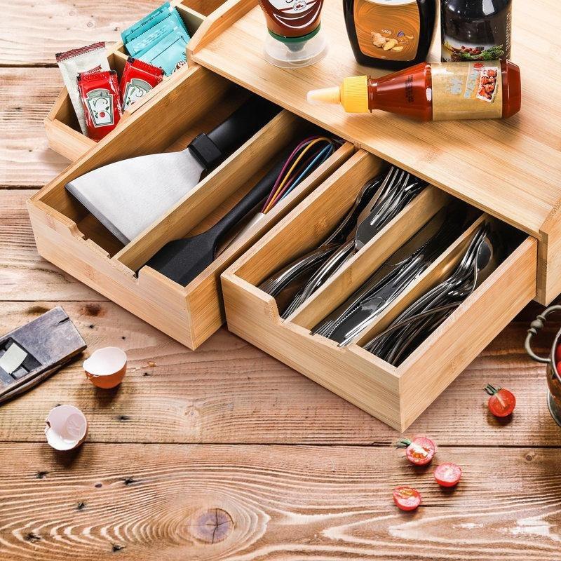 Bambu Kahve Köşesi 41 cm Çekmeceli Organizer - 99931