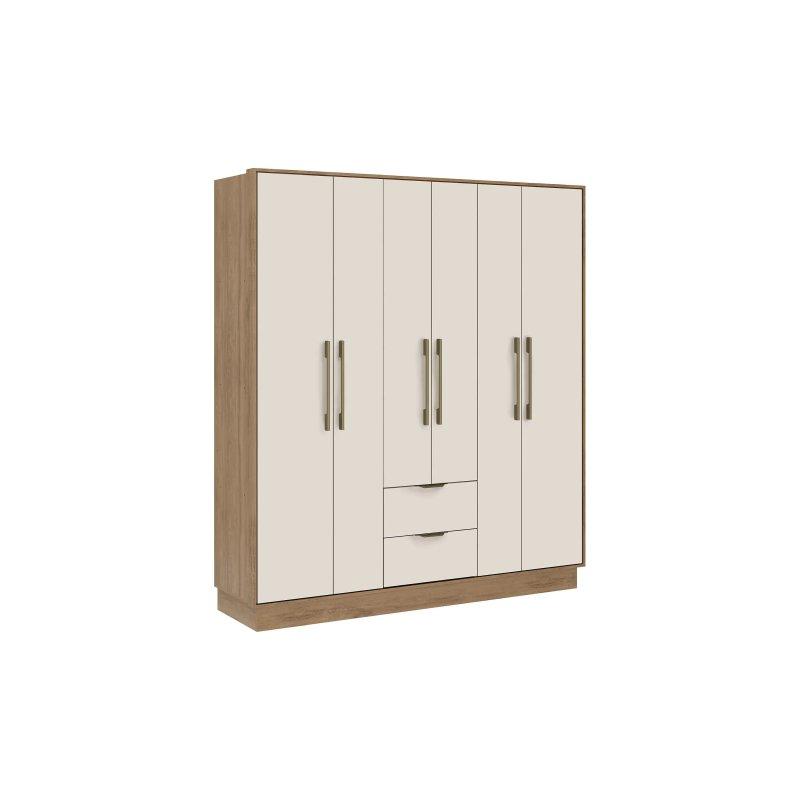 Beige ve Doğal Renk Endüstriyel Ahşap 6 Kapılı Gardrop 162x182 cm - 90523