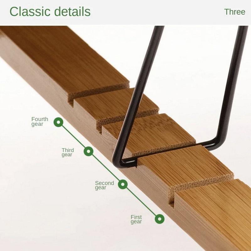 Bej Bambu Yükseklik Ayarlı Katlanır Laptop Sehpası-23x56x24 cm - 113373