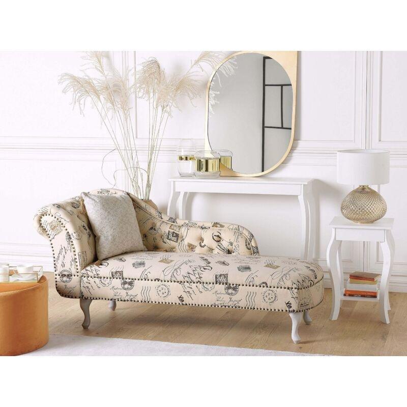 Bej Baskılı Kumaş Sol Kollu Dinlenme Koltuğu 169x65x79 cm - 109162