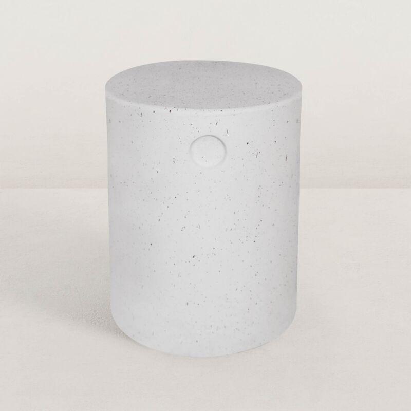 Bej Fiber Taş Dış Mekan Uyumlu Traverten Yan Sehpa-37x37x45 cm - 111848