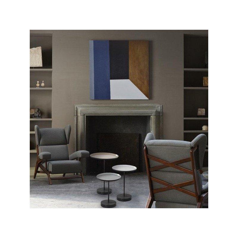 Bej Gri Krem Ferforje Zigon Sehpa 58x41x41 cm Üçlü Set - 108217