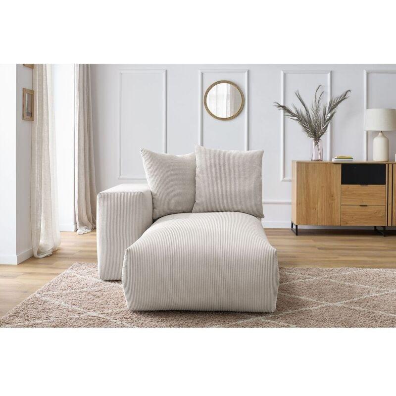 Bej Kadife Kaplı Sol Kollu Modüler Dinlenme Koltuğu 170x124x100 cm - 109079
