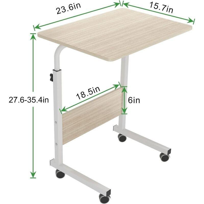 Bej Kompozit Çelik Ayarlanabilir Tekerlekli Yan Sehpa-60x40x71x90 cm - 111512