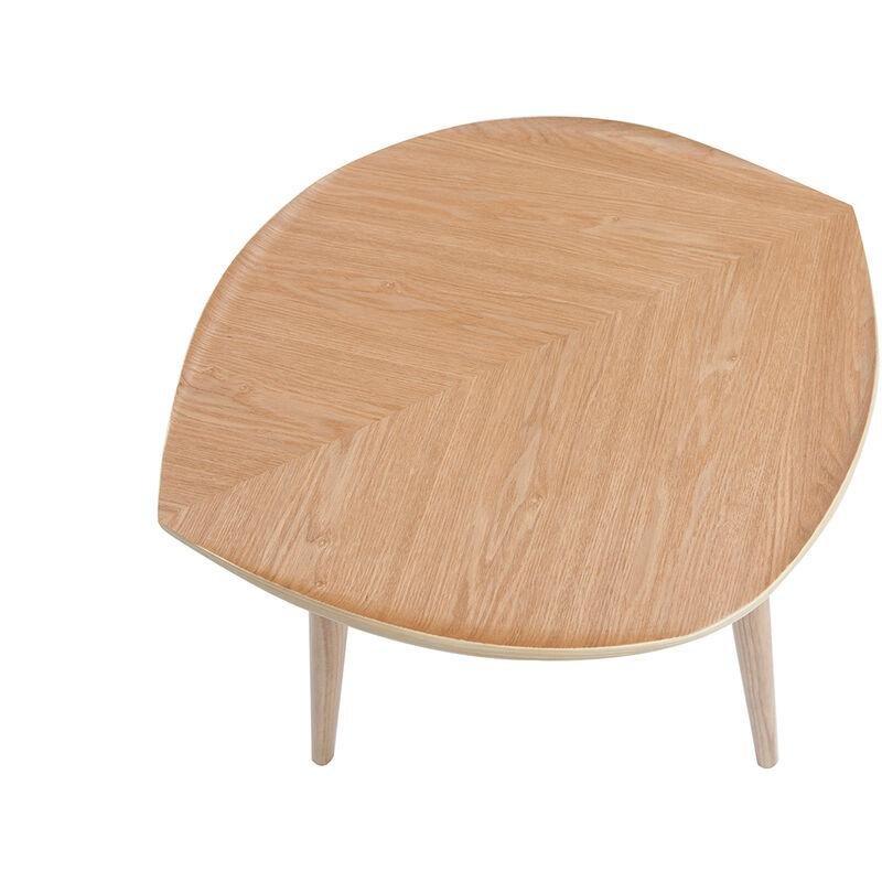 Bej Kontrplak Yaprak Formlu İskandinav Yan Sehpa-59x53x54 cm - 112424