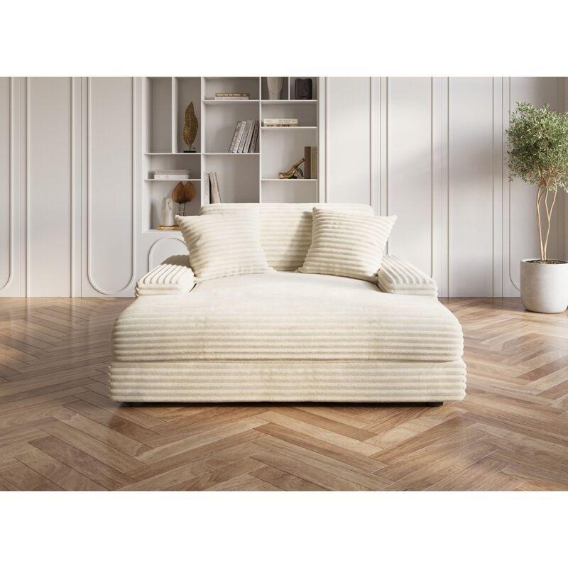 Bej Kordlu Kadife Tek Kişilik Dinlenme Koltuğu 153 x 172 x 89 cm - 109196