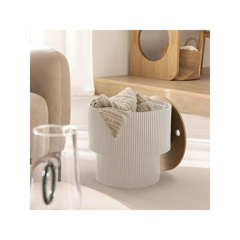 Bej MDF Ahşap Kaplamalı Saklama Alanlı Tasarım Yan Sehpa-38x38x35 cm - 110300