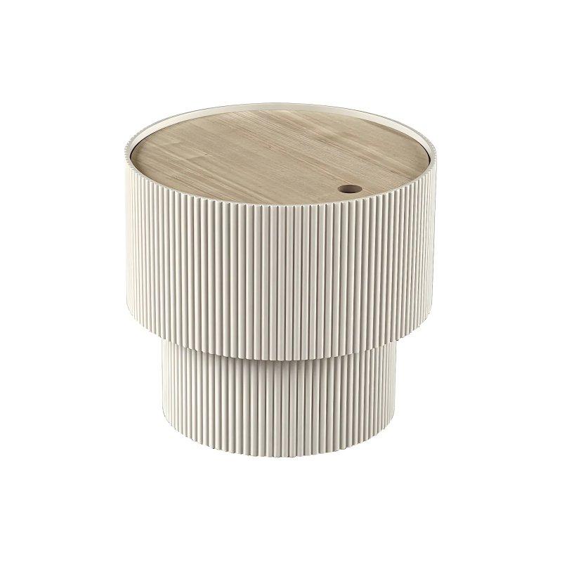 Bej MDF Ahşap Kaplamalı Saklama Alanlı Tasarım Yan Sehpa-38x38x35 cm - 110300