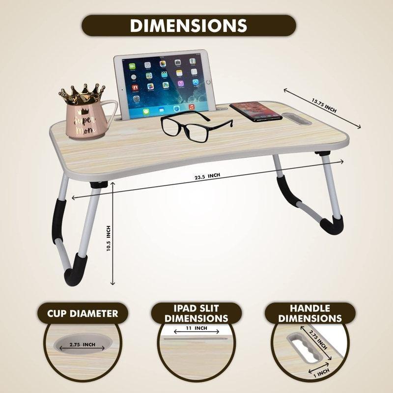 Bej MDF Katlanır Ayarlanabilir Laptop Sehpası-60x40x27 cm - 113322