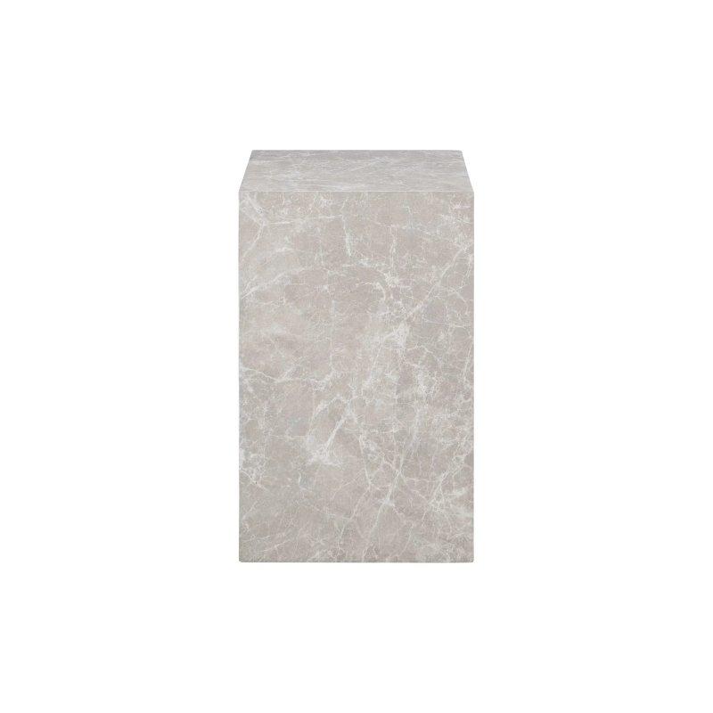 Bej MDF Mermer Desenli Tasarım Yan Sehpa-30x30x50 cm - 110264