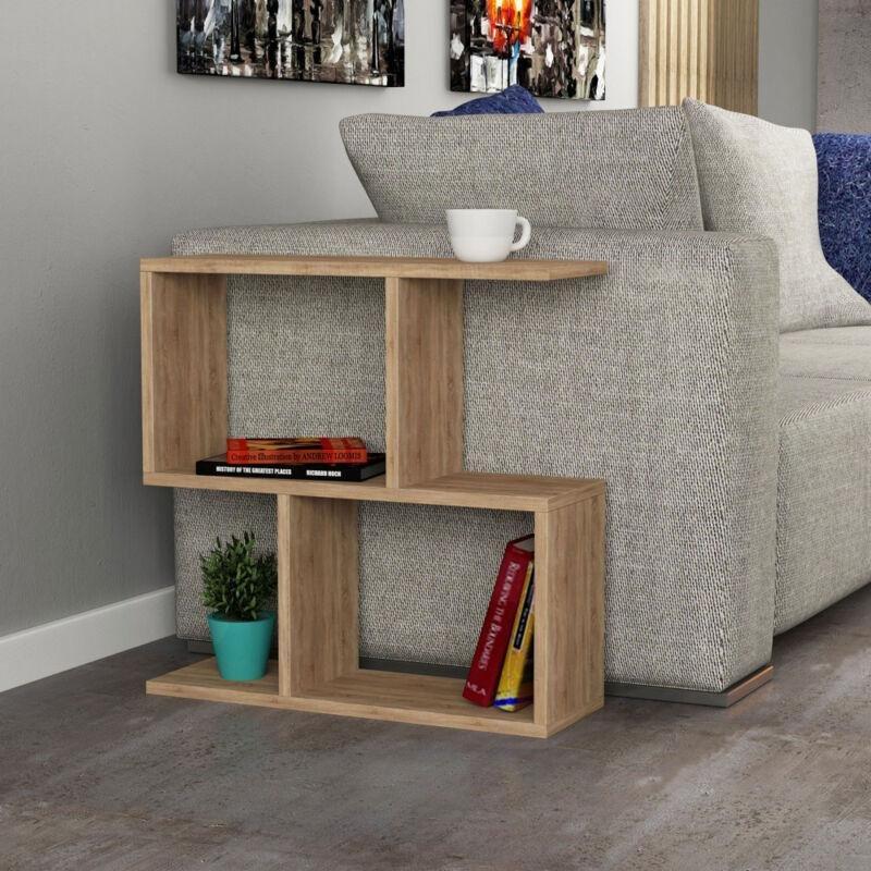 Bej Melamin Kaplı Yonga Levha Raflı Iskandinav Yan Sehpa-60x60x20 cm - 112515