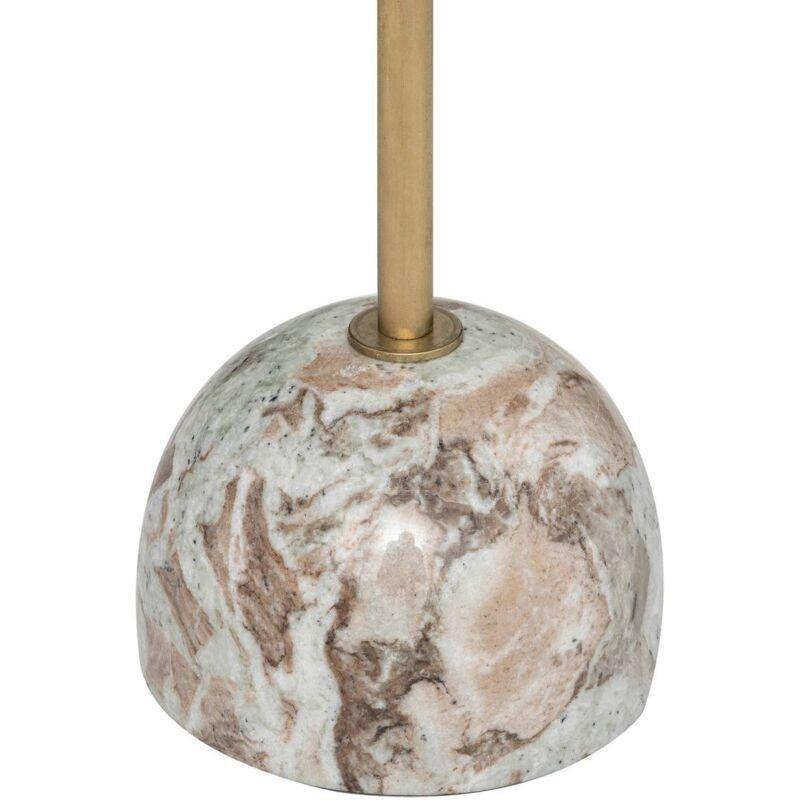 Bej Mermer Metal Parlak Gövdeli Mermer Yan Sehpa-36x59x36 cm - 110349