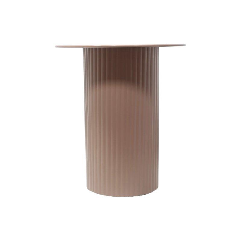Bej Metal Dikey Çizgili Tasarım Yan Sehpa-41x46x41 cm - 110207