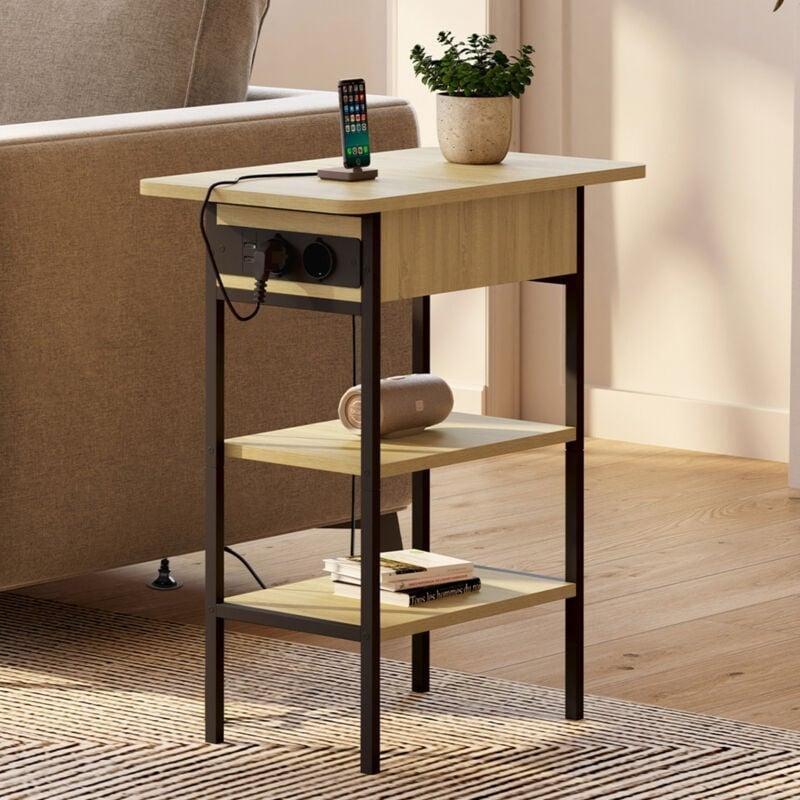 Bej Metal Entegre Prizli Metal Yan Sehpa-60x30x64 cm - 110876